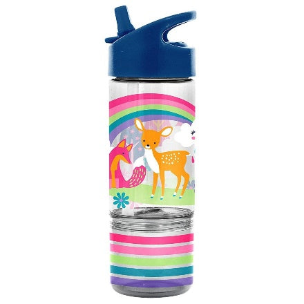Sip And Snack Woodland (F18) Bottle holds 350ml. Snack cup holds 104ml.