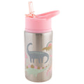 STAINLESS STEEL WATER BOTTLE PINK DINO (S23)