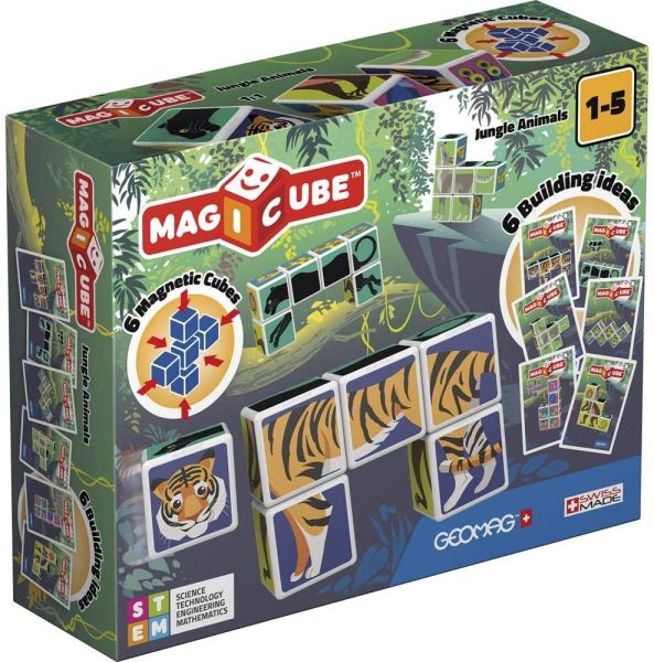 Geomag Educational Magicube Printed JungleAnimals+Cards 9