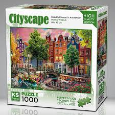 Beautiful Sunset İn Amsterdam Educational PUZZLE 1000