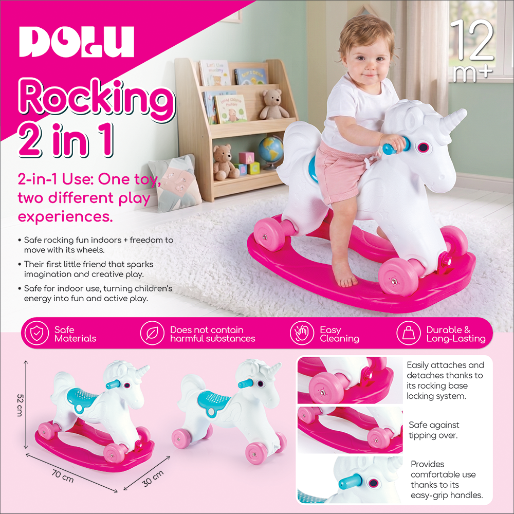 UNICORN ROCKING HORSE WITH ROCKING WHEELS POSTER