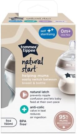 Tommee Tippee Baby Bottles, Natural Start Anti-Colic Baby Bottle with Slow Flow Breast-Like Teat