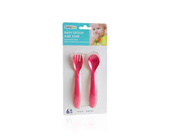 BABY SPOON AND FORK  SET RED