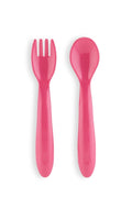 BABY SPOON AND FORK  SET RED