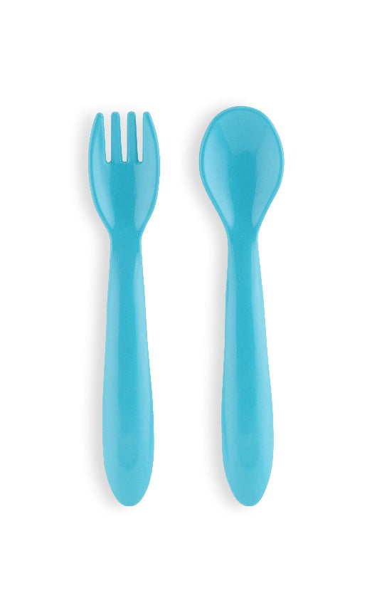 BABY SPOON AND FORK  SET TURQUOISE