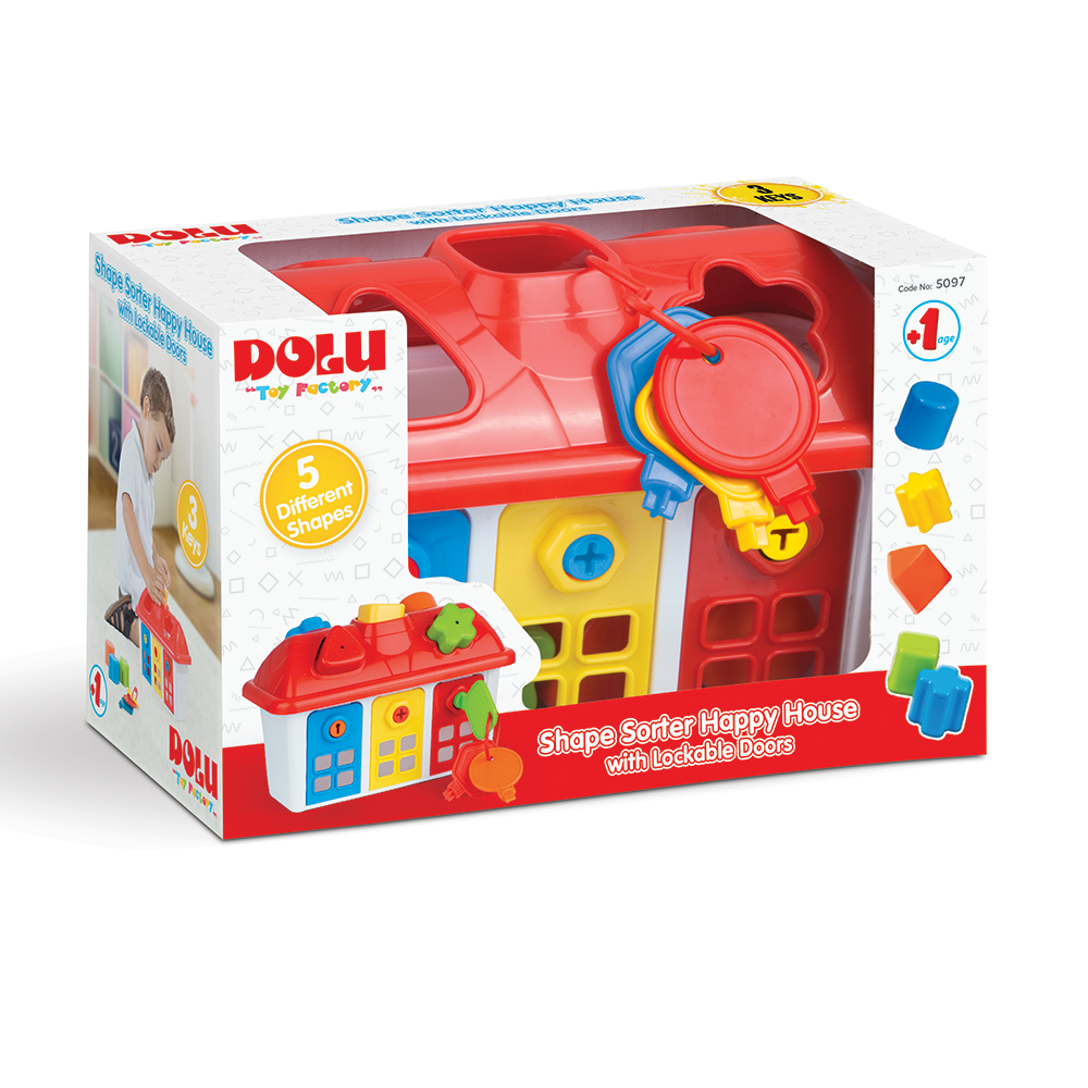 SHAPE SORTER HAPPY HOUSE WITH LOCKABLE DOORS