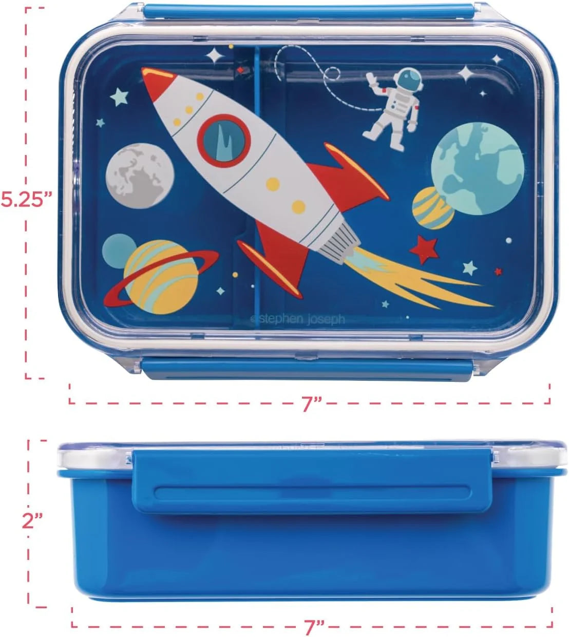 Stephen Joseph Bento Lunch Box with Compartments – Space, 700ml