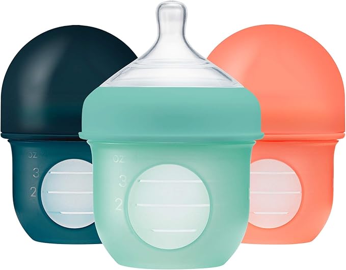 Boon NURSH Reusable Silicone Pouch Bottles, 4 Ounce (Pack of 3)