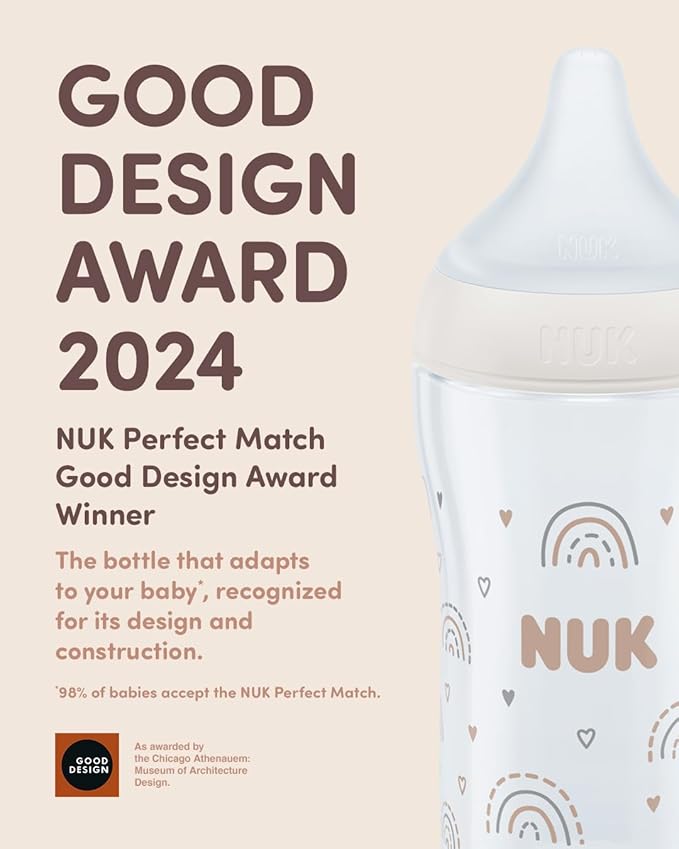 NUK Perfect Match Glass Baby Feeding Bottle with Soft Silicon Teat