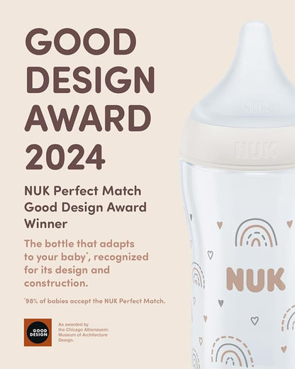 NUK Perfect Match Glass Baby Feeding Bottle with Soft Silicon Teat