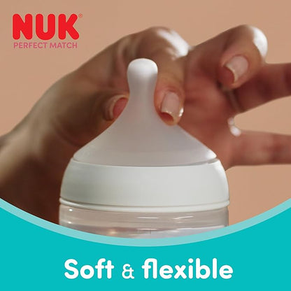 NUK Perfect Match Glass Baby Feeding Bottle with Soft Silicon Teat