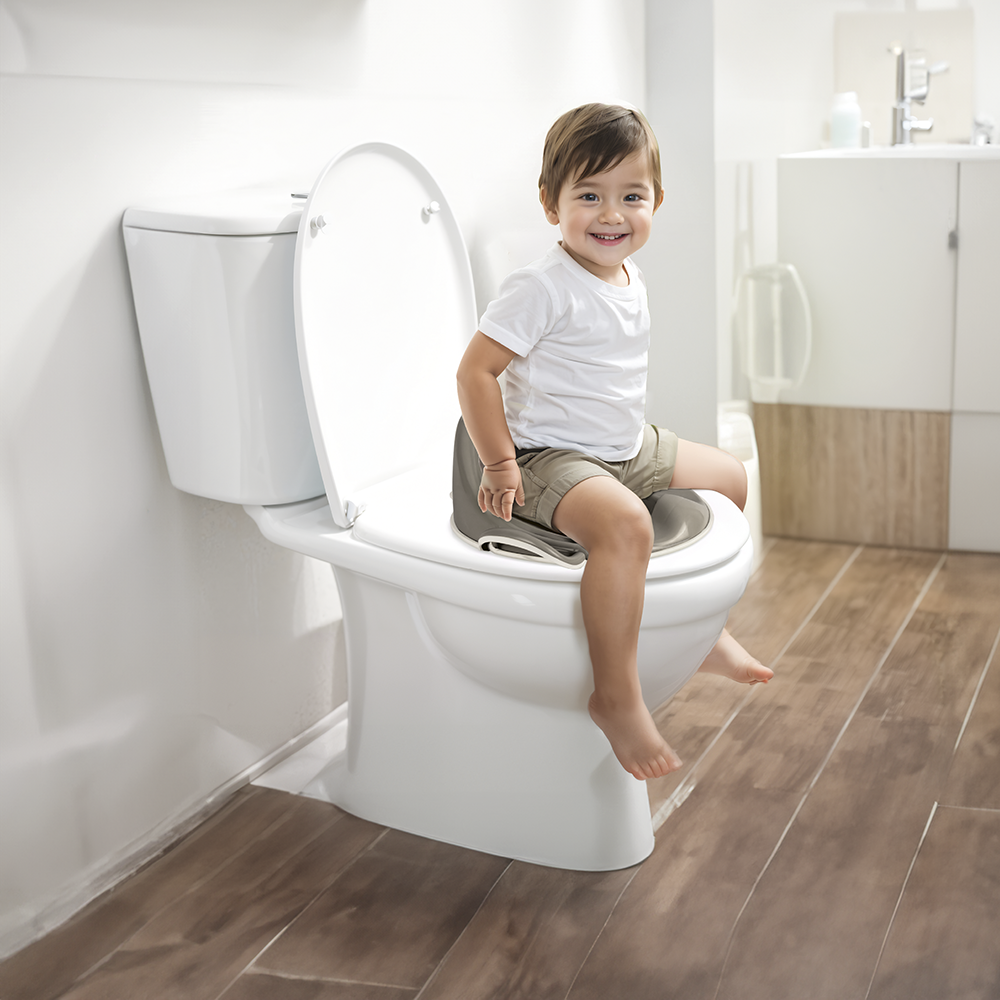 High Backrest Toilet Training Seat - Stone Gray - Non-Slip