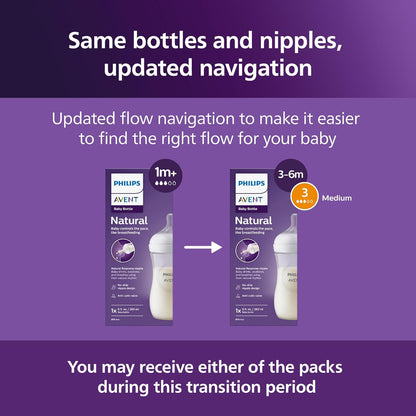 Philips AVENT Natural Baby Bottle with Natural Response , Clear, 9oz, 4pk, SCY903/04