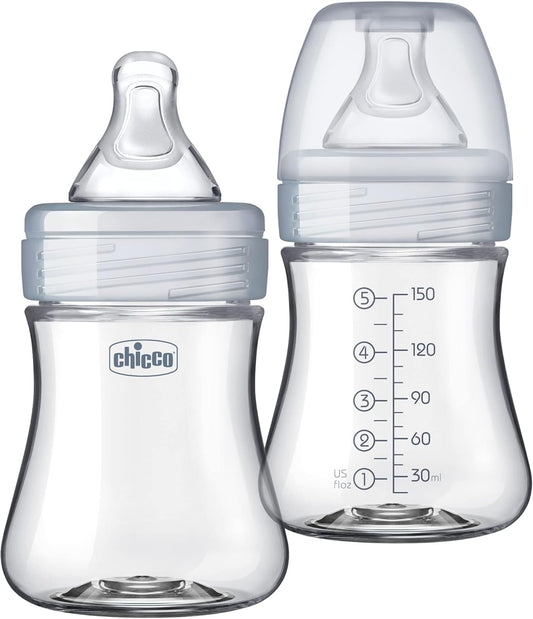 Chicco Duo 5oz. Hybrid Baby Bottle with Invinci-Glass Inside and Plastic Outside