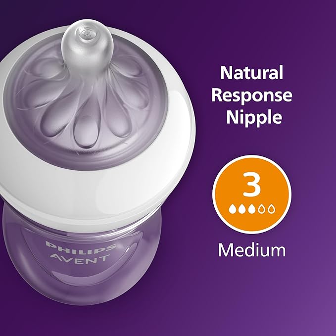 Philips AVENT Natural Baby Bottle with Natural Response , Clear, 9oz, 4pk, SCY903/04