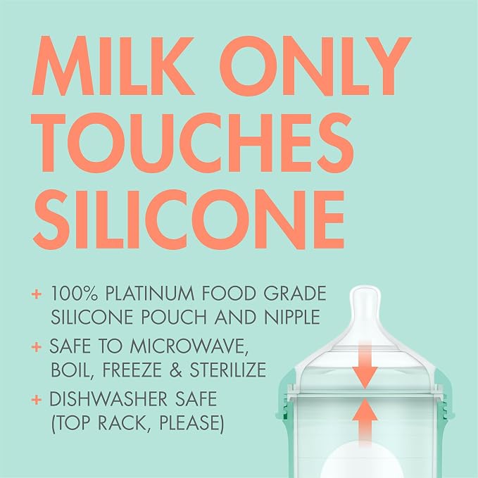 Boon NURSH Reusable Silicone Pouch Bottles, 4 Ounce (Pack of 3)