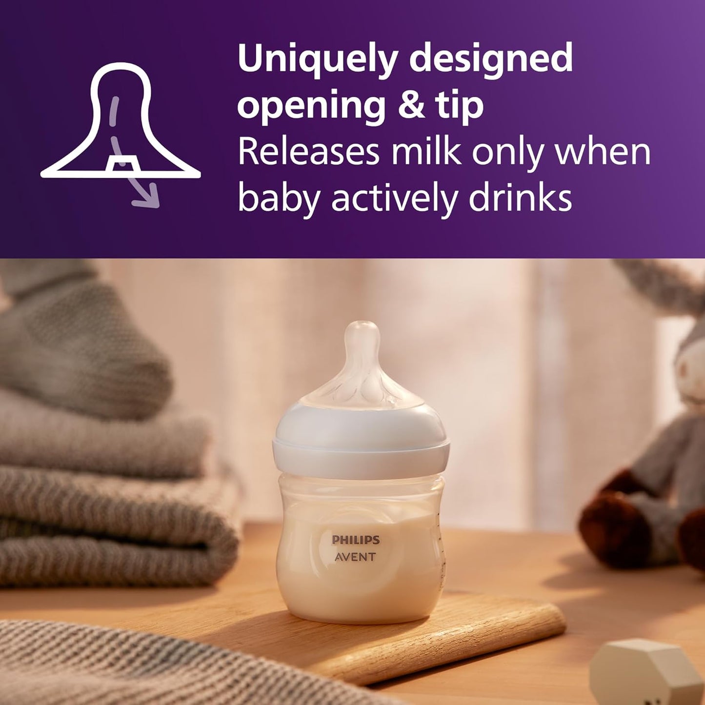 PHILIPS AVENT Baby Bottle with Natural Response , 4 Oz, 2 Count