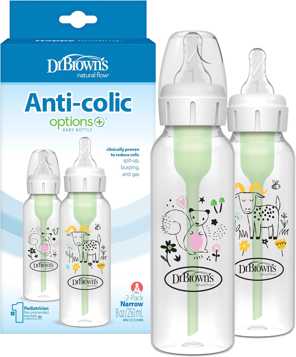 Dr. Brown's Natural Flow Anti-Colic Options+ Narrow Baby Bottle