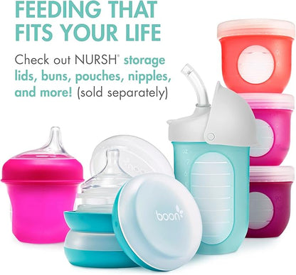 Boon NURSH Reusable Silicone Pouch Bottles, 4 Ounce (Pack of 3)