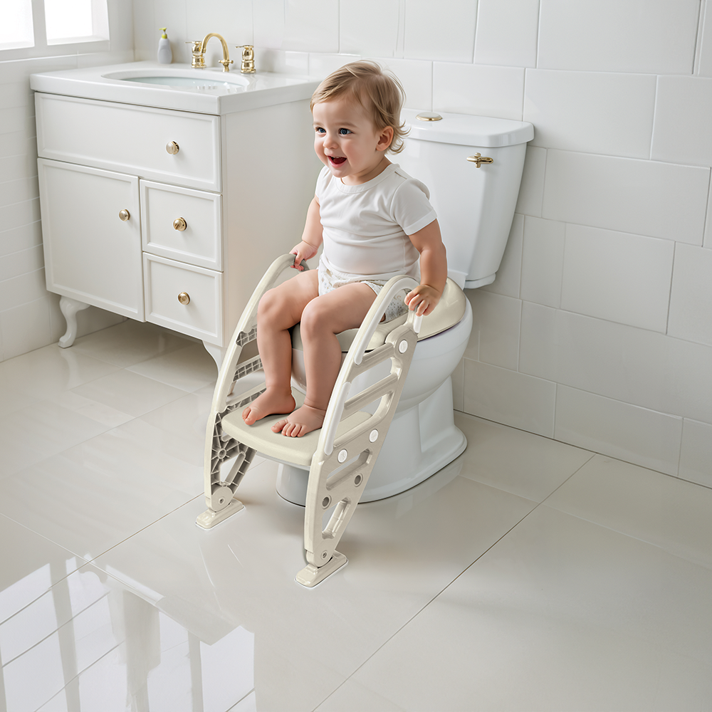 Toilet Trainer With Adjustable Non-Slip Ladder - Relax Beige