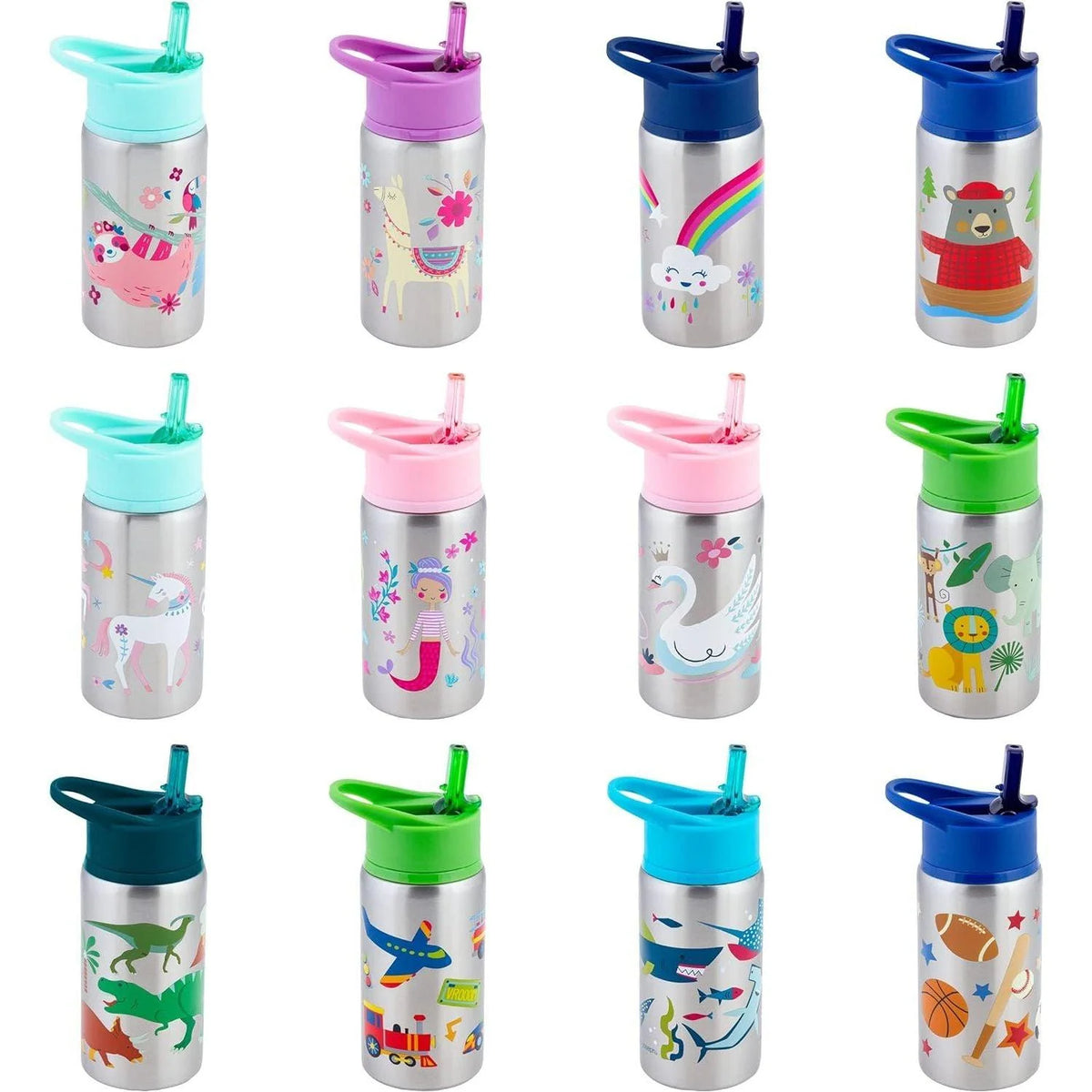 Stephen Joseph Stainless Steel Water Bottles - Rainbow, 350ml