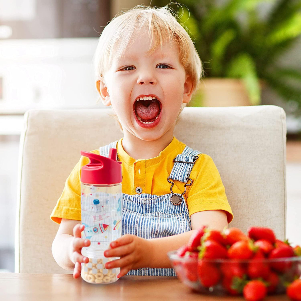 Stephen Joseph Sip & Snack Bottle with Snack Cup – Space