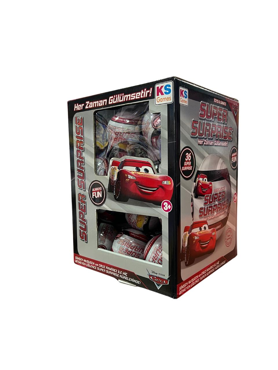 Cars SUPER SURPRISE stand 36 Pes. Contains 4 surprise toys & games