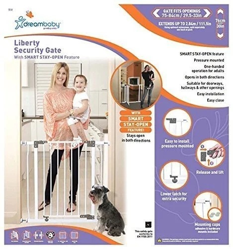 LIBERTY STANDARD HEIGHT METAL SAFETY GATE - WHITE (76CM TALL…......... FITS GAPS 75CM-81CM)