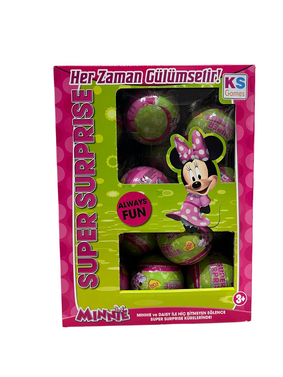 Minnie Mouse SUPER SURPRISE stand 36 Pes. Contains 4 surprise toys & games