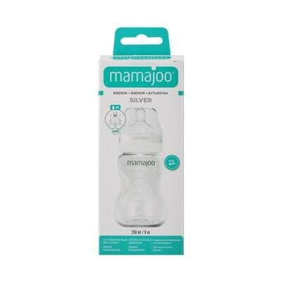 MAMAJOO SILVER FEEDING BOTTLE 250 ml & ANTI-COLIC SILICONE TEAT M