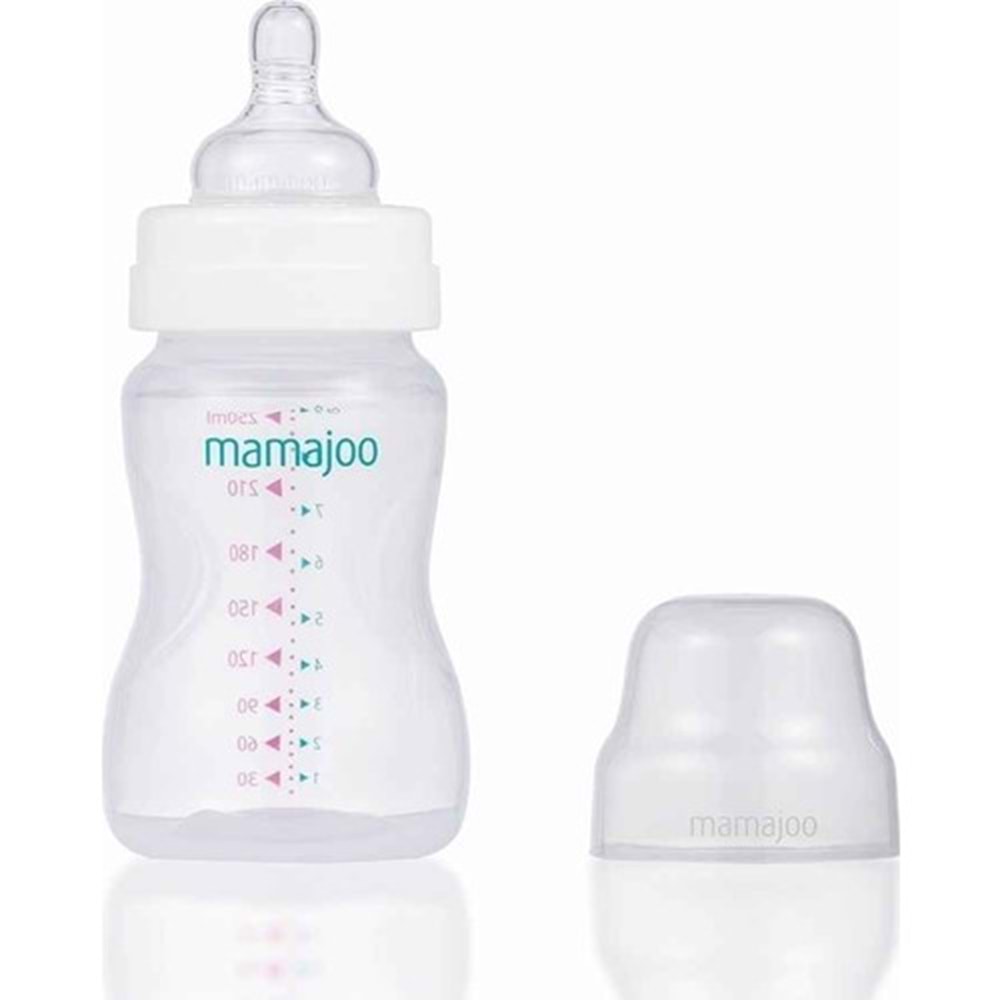 MAMAJOO SILVER FEEDING BOTTLE 250 ml & ANTI-COLIC SILICONE TEAT M