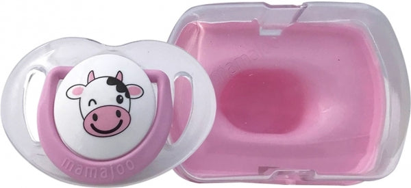 1x Orthodontic Silicone Soother Cow 0m+ & Storage Box
