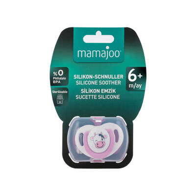 MAMAJOO 1x ORTHODONTIC SILICONE SOOTHER COW 6M+ & STORAGE BOX