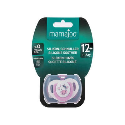 MAMAJOO 1x ORTHODONTIC SILICONE SOOTHER COW 12M+ & STORAGE BOX