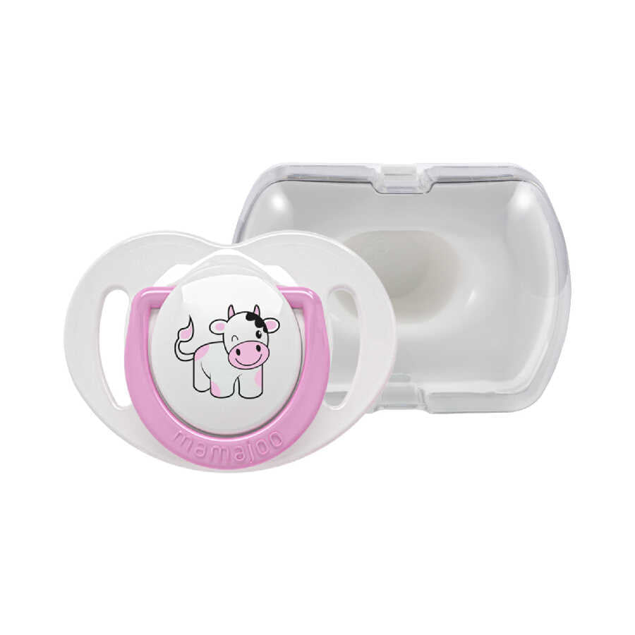 MAMAJOO 1x ORTHODONTIC SILICONE SOOTHER COW 12M+ & STORAGE BOX
