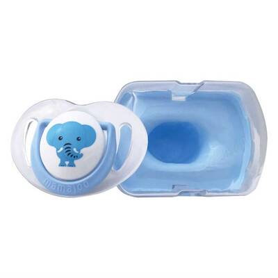 MAMAJOO 1x ORTHODONTIC SILICONE SOOTHER ELEPHANT 0M+ & STORAGE BOX