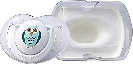 MAMAJOO 1x ORTHODONTIC SILICONE SOOTHER OWL 0M+ & STORAGE BOX