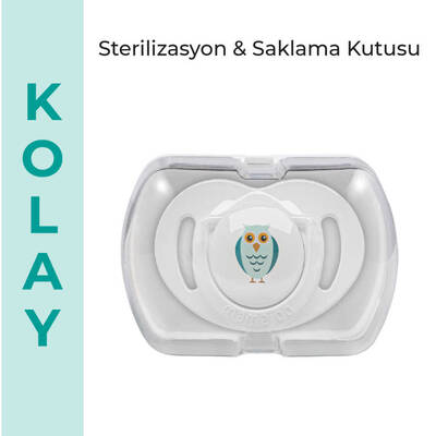 MAMAJOO 1x ORTHODONTIC SILICONE SOOTHER OWL 6M+ & STORAGE BOX