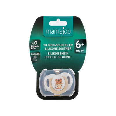 MAMAJOO 1x ORTHODONTIC SILICONE SOOTHER TIGER 6M+ & STORAGE BOX