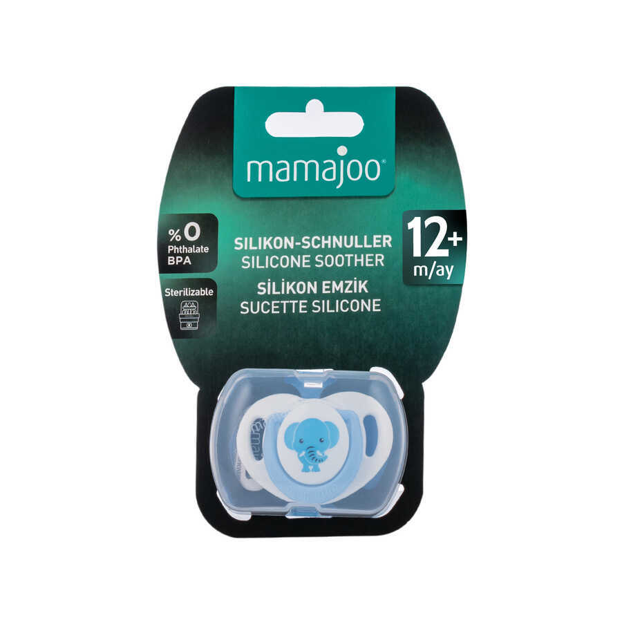 MAMAJOO 1x ORTHODONTIC SILICONE SOOTHER ELEPHANT 12M+ & STORAGE BOX