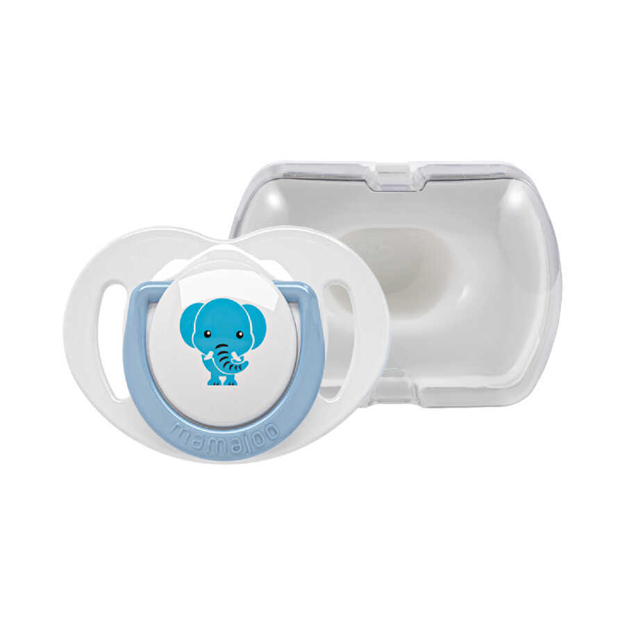 MAMAJOO 1x ORTHODONTIC SILICONE SOOTHER ELEPHANT 12M+ & STORAGE BOX