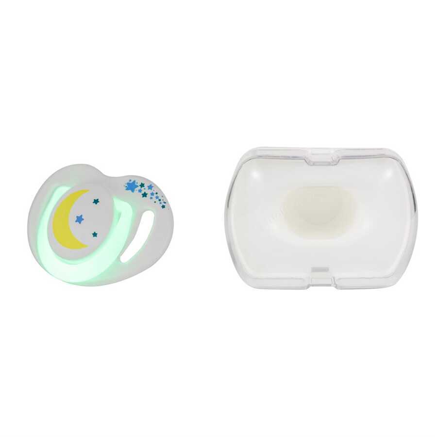 1x Orthodontic Silicone Soother Night/Day 12m+ & Storage Box