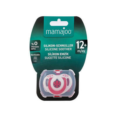 MAMAJOO 1 x ORTHODONTIC SILICONE SOOTHER 12 M + LADYBIRD & STORAGE BOX