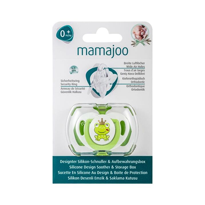MAMAJOO 1 x ORTHODONTIC SILICONE SOOTHER 0 M + PRINCE FROG & STORAGE BOX