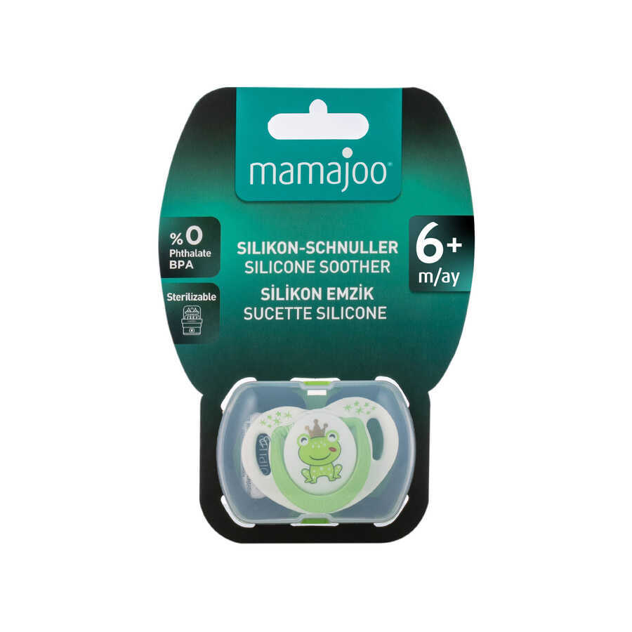 MAMAJOO 1 x ORTHODONTIC SILICONE SOOTHER 6 M + PRINCE FROG & STORAGE BOX