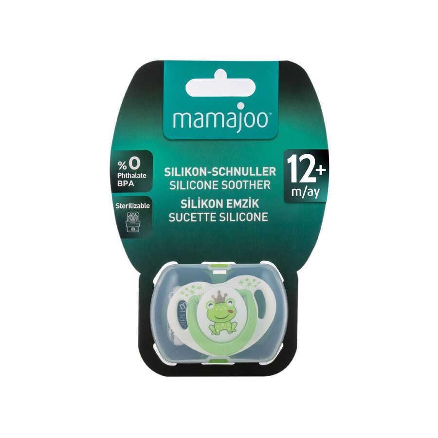 MAMAJOO 1 x ORTHODONTIC SILICONE SOOTHER 12 M + PRINCE FROG & STORAGE BOX