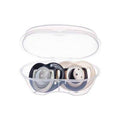 MAMAJOO TWIN ORTHODONTIC SILICONE SOOTHERS BLACK&PEARL / NIGHT&DAY 0M+ WITH STERILIZATION & STORAGE BOX