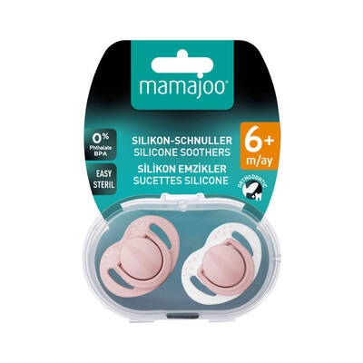 Twin Orthodontic Silicone Soothers Powder Pink 0m+ with Sterilization & Storage Box