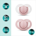 Twin Orthodontic Silicone Soothers Powder Pink 0m+ with Sterilization & Storage Box
