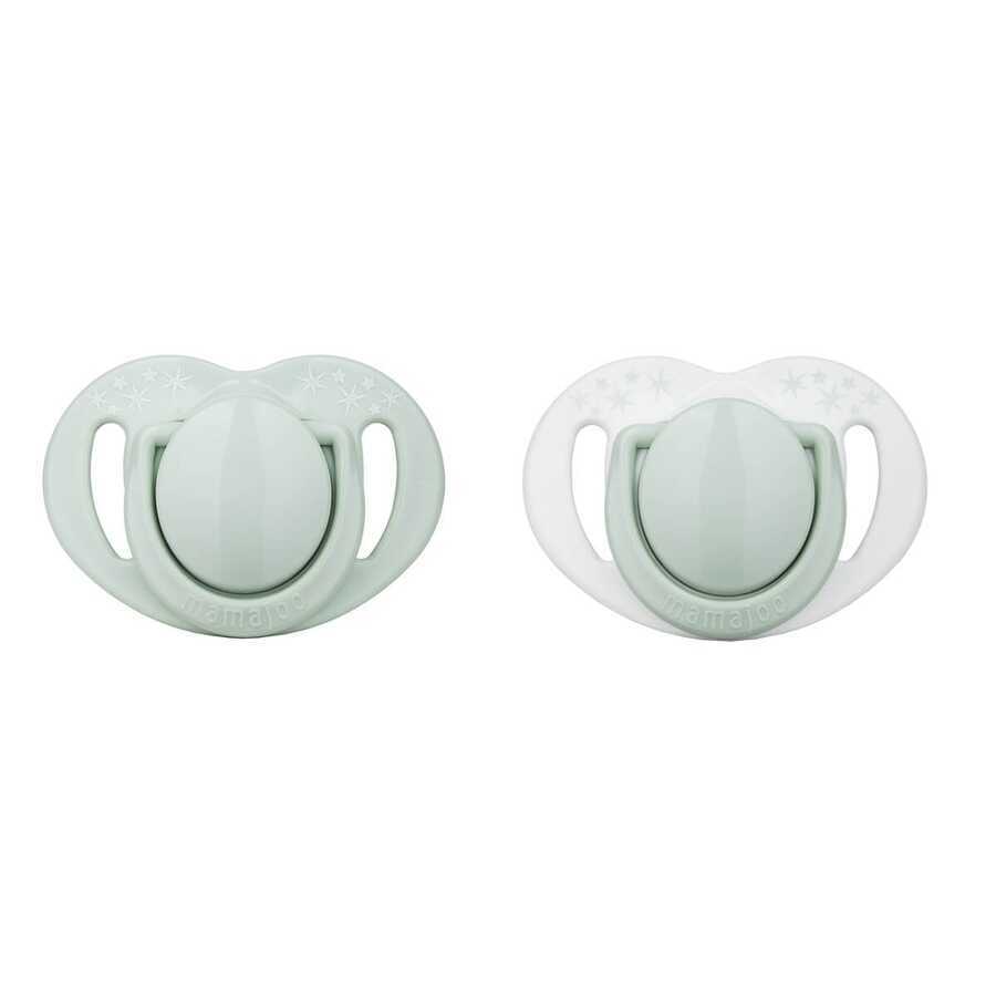 Twin Orthodontic Silicone Soothers Powder Green 0m+ with Sterilization & Storage Box